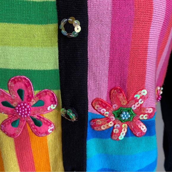 Jack B. Quick Women’s Classic Embellished Black and Floral Sequin Sweater | PS - Picture 9 of 16